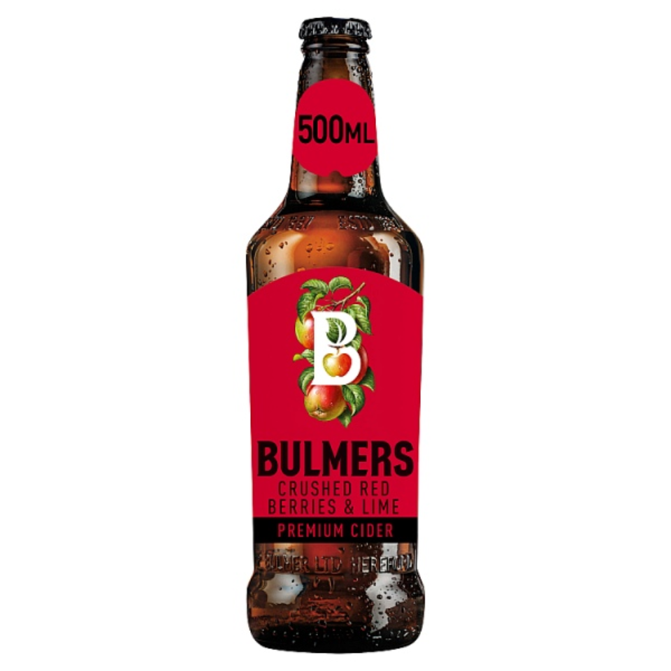 Bulmers Crushed Red Berries & Lime Cider Bottle 4% ABV 500ml