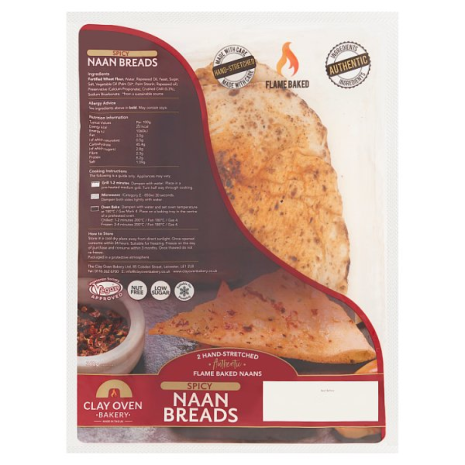 Clay Oven Spicy Giant Naans 2 Pack