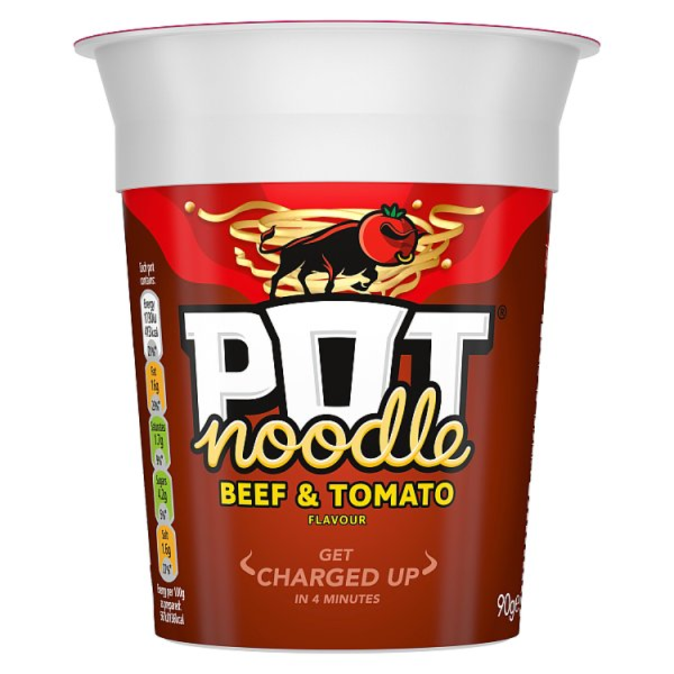 Pot Noodle Beef & Tomato Instant Snack 90g