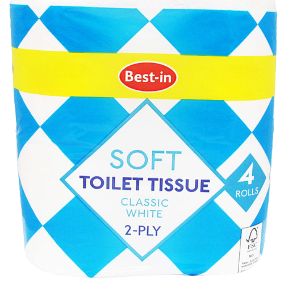 Best In Soft Toilet Tissue White 4 Roll