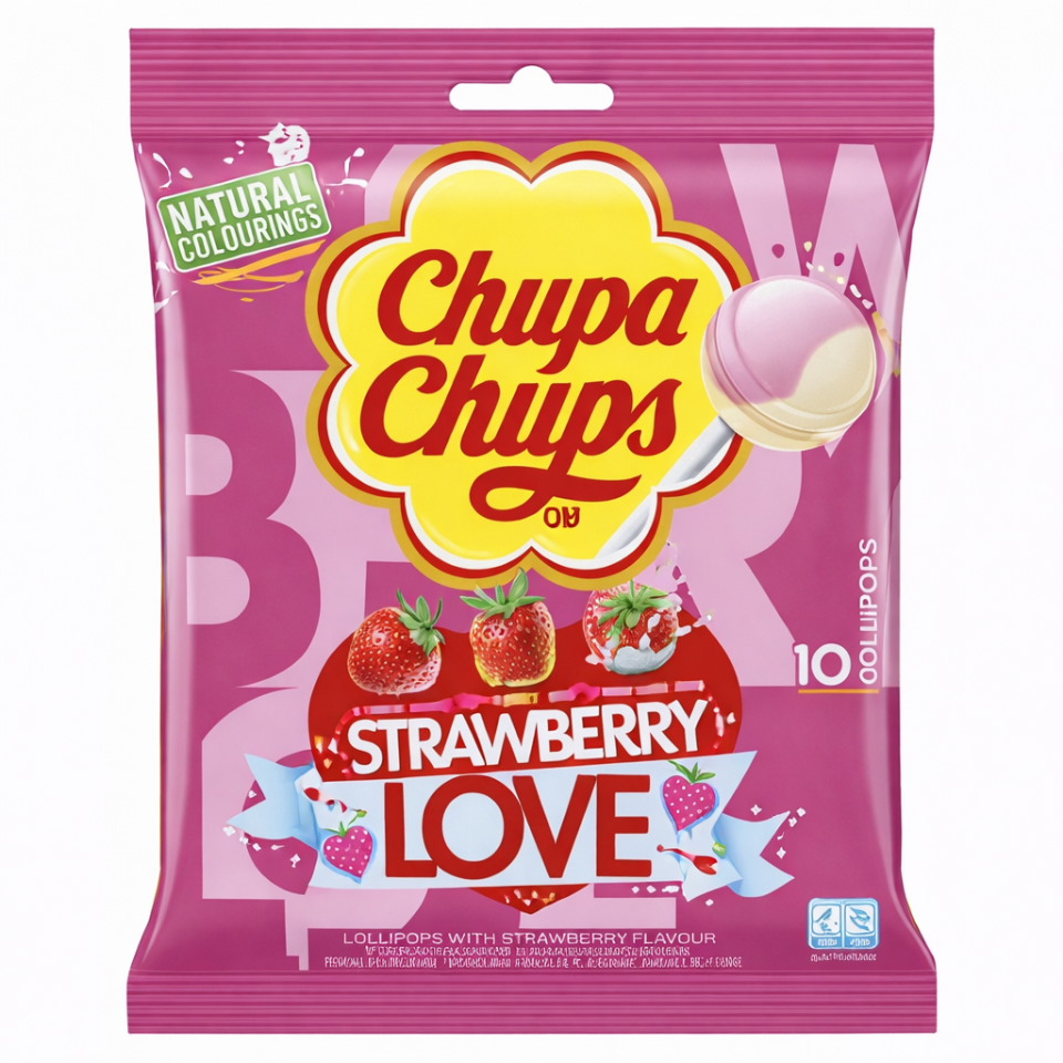 Chupa Chups Strawberry Lollipops 10 Pack