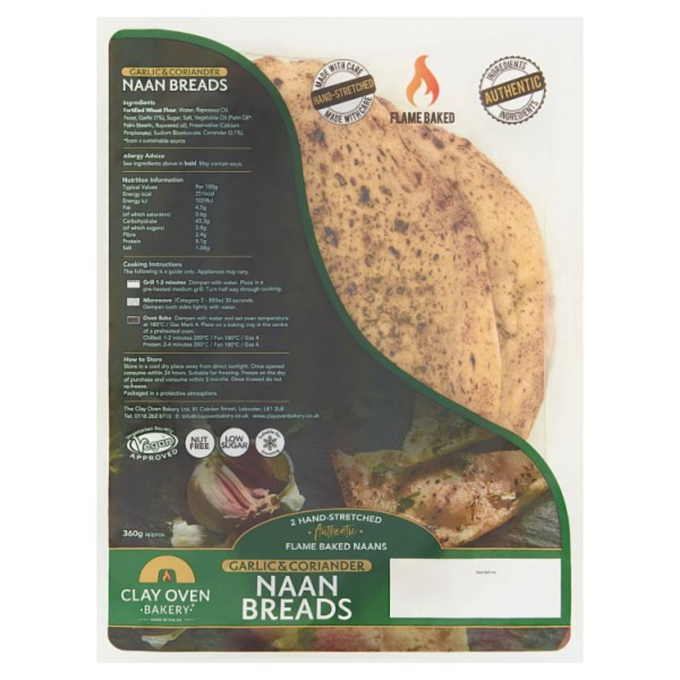 Clay Oven Garlic & Coriander Giant Naan 2 Pack