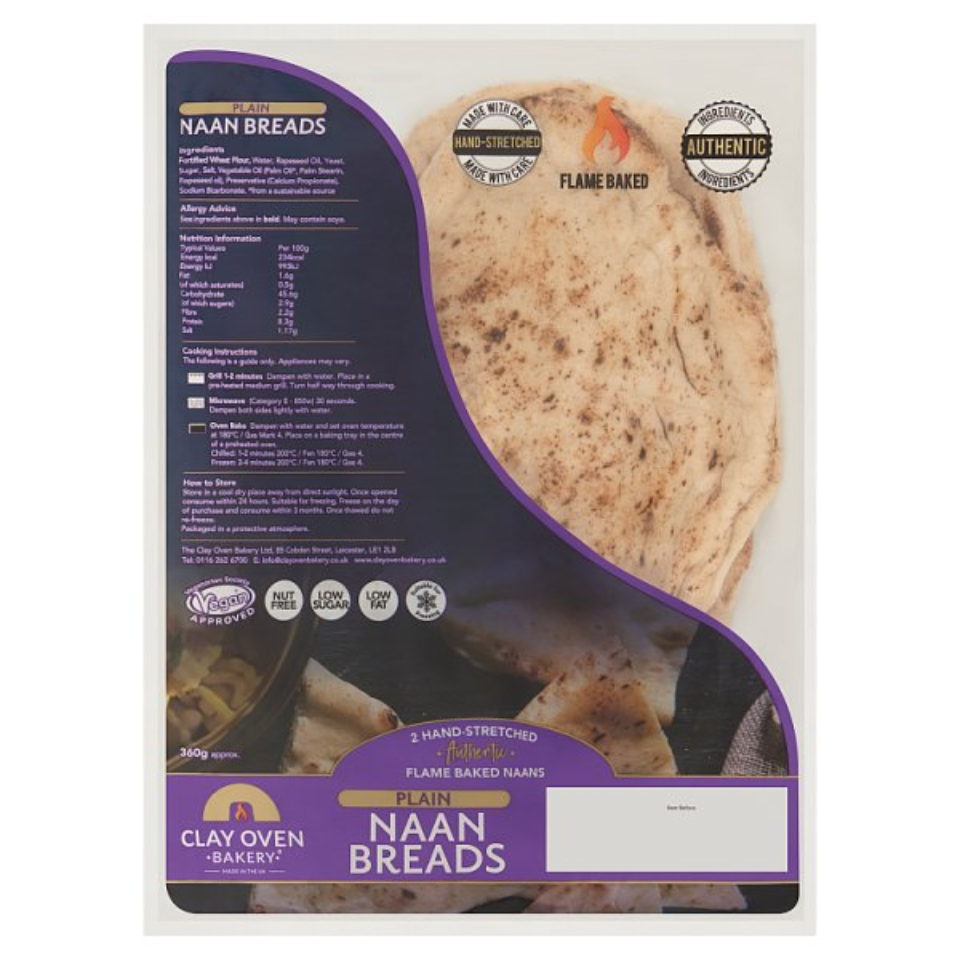Clay Oven Plain Giant Naans 2 Pack