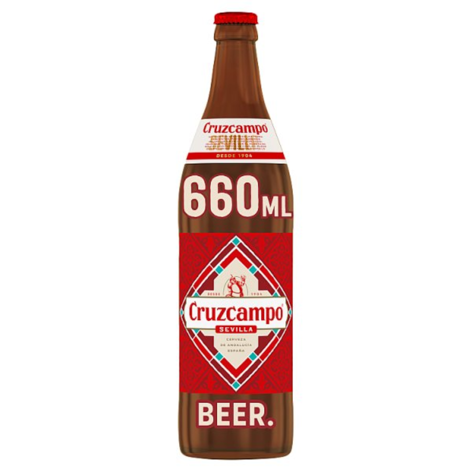 Cruzcampo Sevilla Lager Beer 4.4% ABV Bottle 660ml