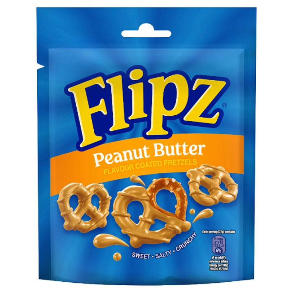 Flipz Peanut Butter Flavour Coated Pretzel Snacks 80g
