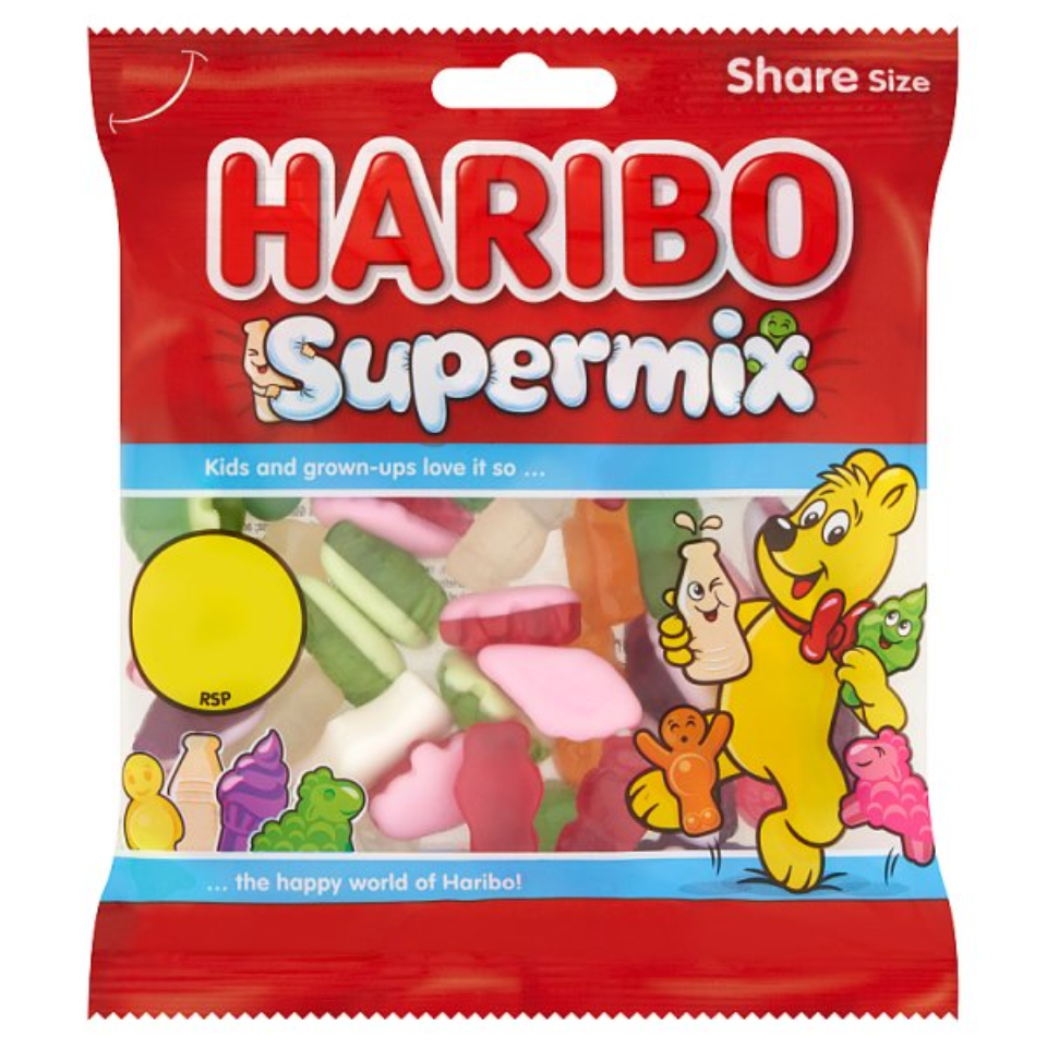 HARIBO Supermix Fruit & Milk Flavoured Jelly & Foam Sweets Sharing Bag 140g