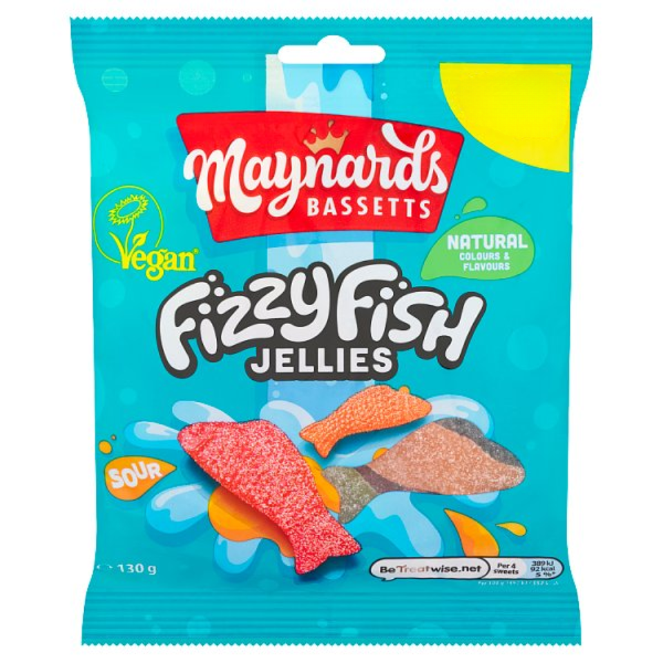 Maynards Bassetts Fizzy Fish Sweets Sharing Bag 130g