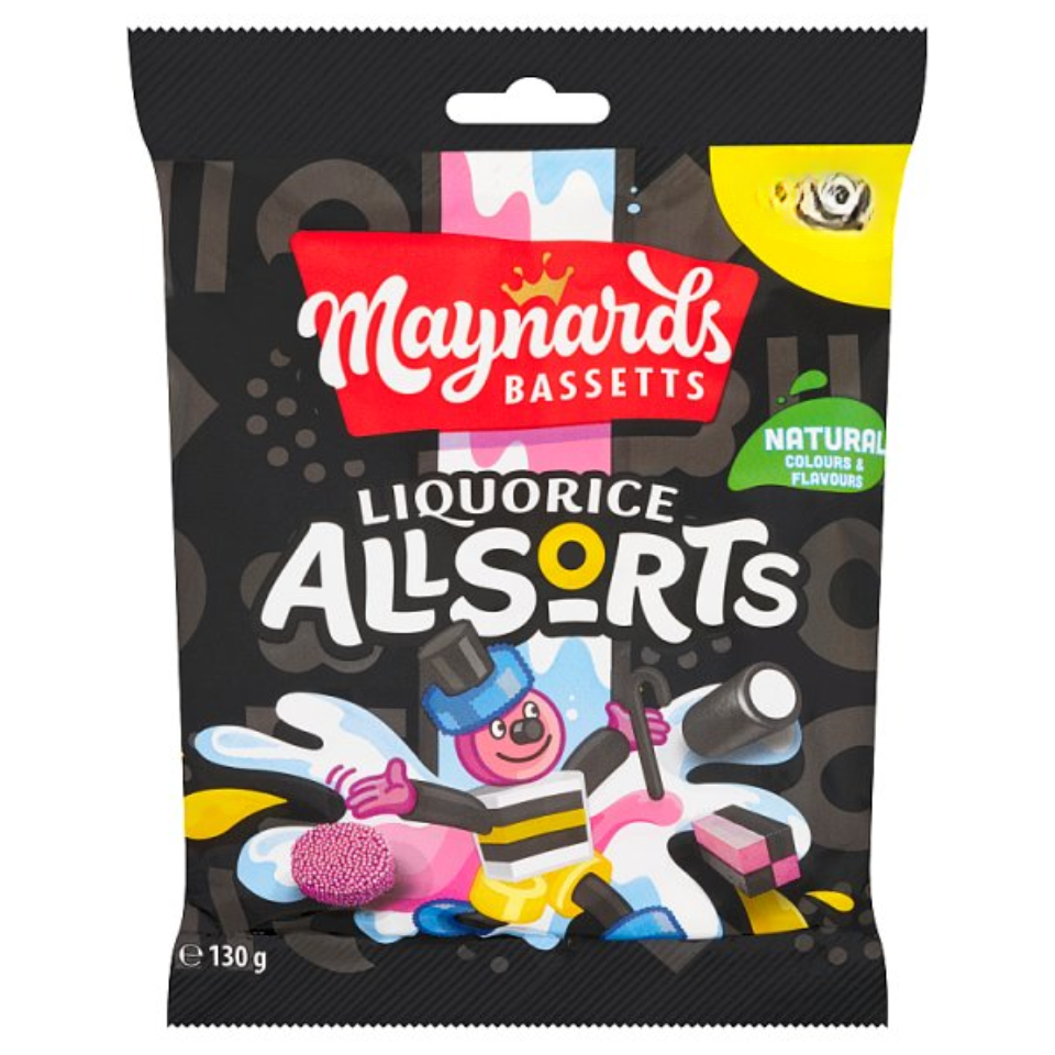 Maynards Bassetts Liquorice Allsorts Sweets Sharing Bag 130g