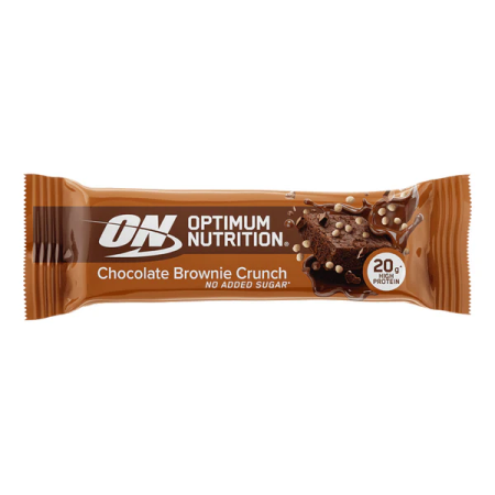 Optimum Nutrition Chocolate Brownie Crunch protein bar on a white background
