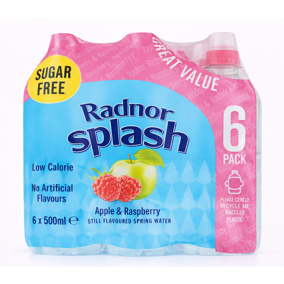 Radnor Splash Apple & Raspberry Still Flavoured Spring Water 6 x 500ml