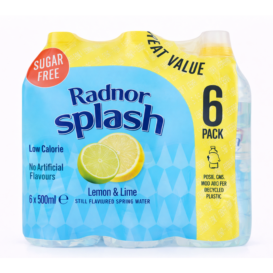 Radnor Splash Lemon & Lime Still Flavoured Spring Water 6 x 500ml