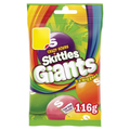 Skittles Giants Vegan Chewy Sour Sweets Fruit Flavoured Treat Bag 109g