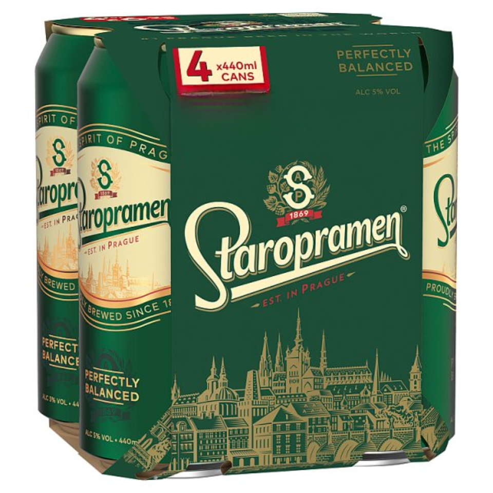 Staropramen Pilsner Lager Beer Can 4 x 440ml