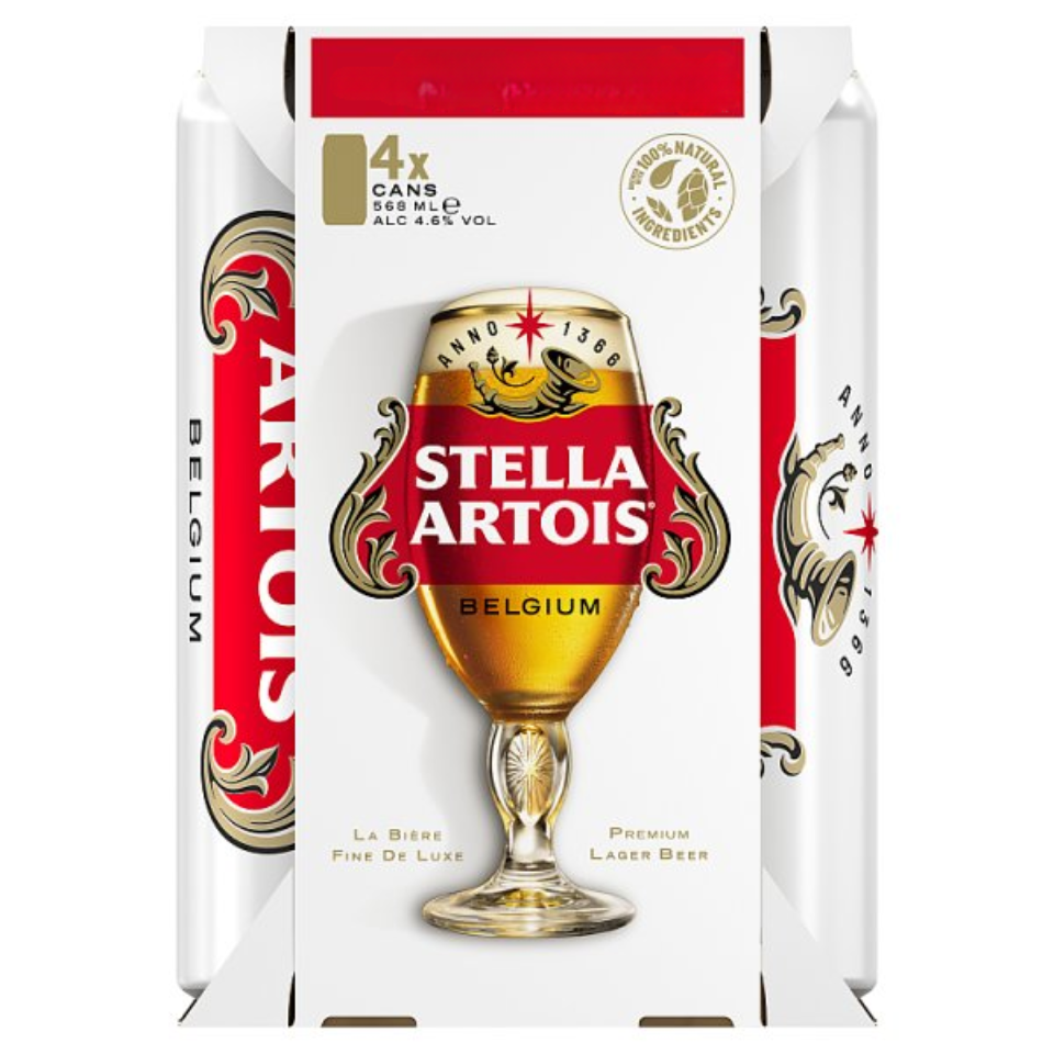 Stella Artois Premium Lager Beer 4x568ml