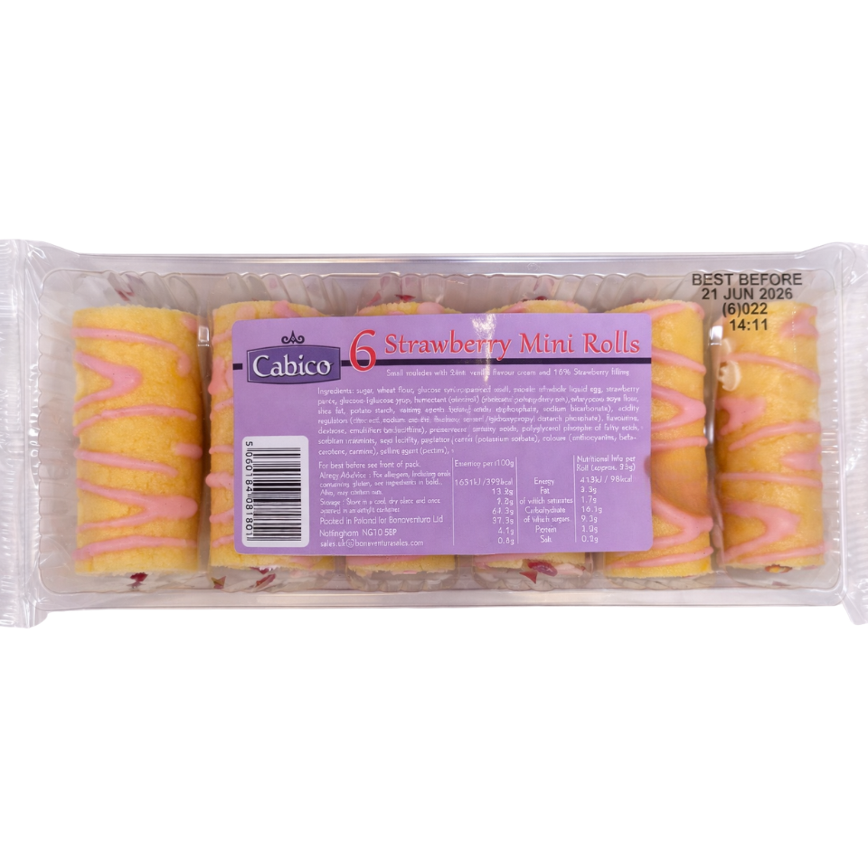 Cabico 6 Strawberry Mini Rolls