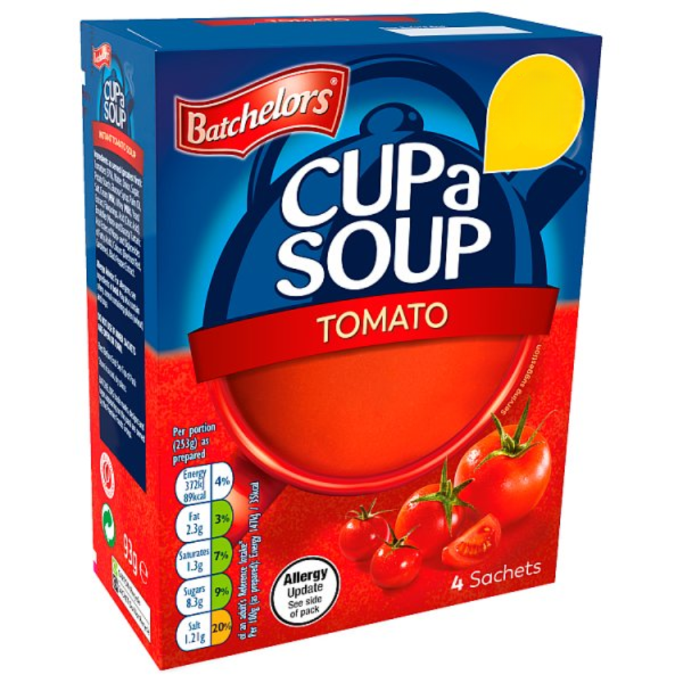 Batchelors Cup a Soup Tomato 4 Instant Soup Sachets 93g