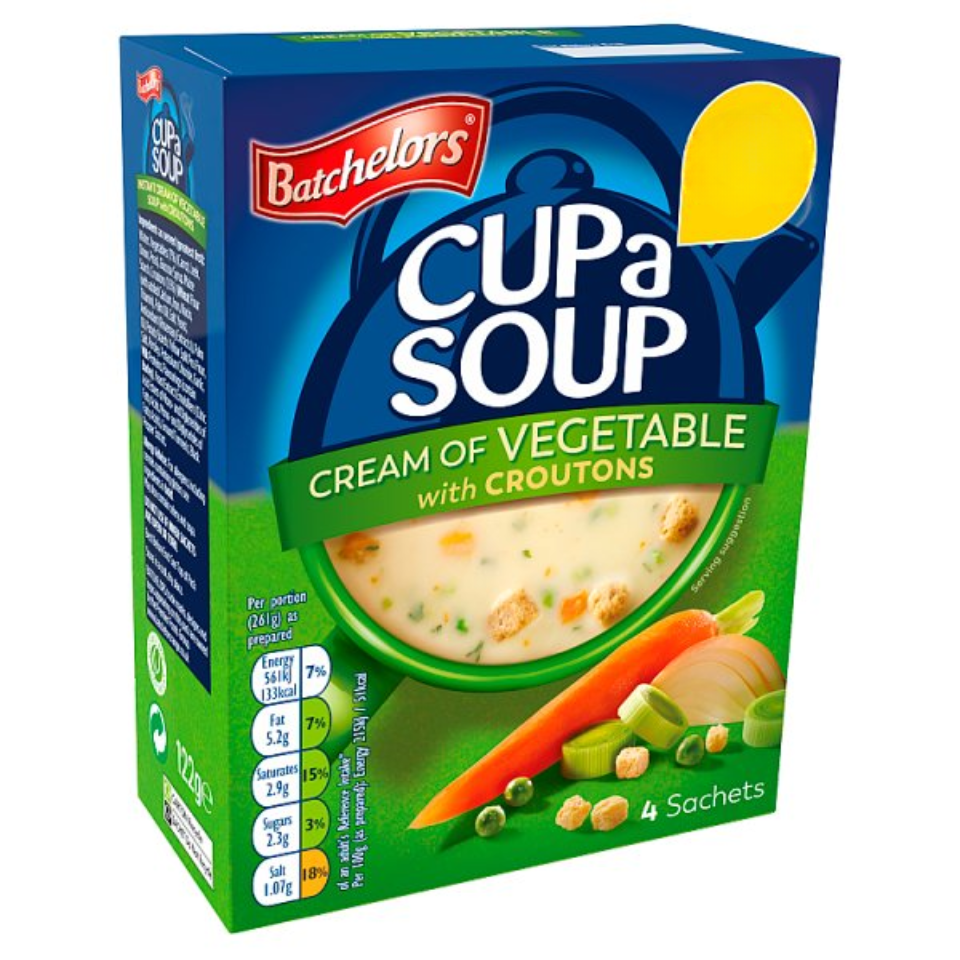 Batchelors Cup a Soup Cream of Vegetable 4 Instant Soup Sachets 122g
