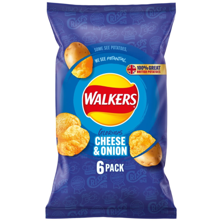 Walkers Cheese & Onion Crisps 6 Pack