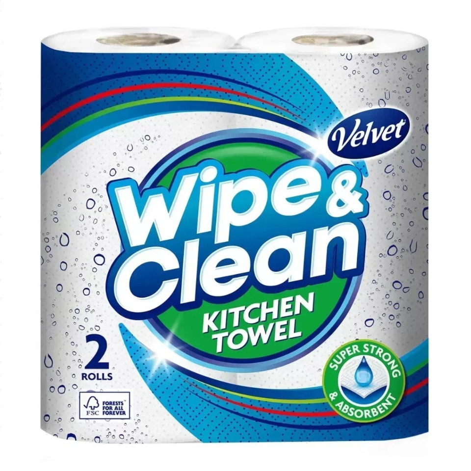 Velvet Wipe & Clean Kitchen Towel 2 Pack
